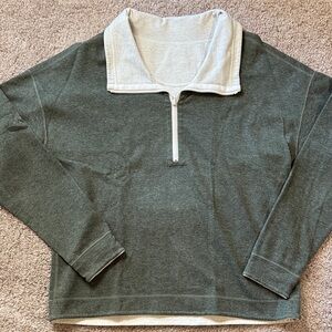 Tommy Bahama Green and Cream Quarter-Zip Sweater